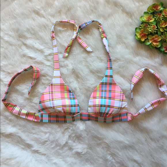 Victoria's Secret plaid bikini tie top multicolor - Picture 2 of 7