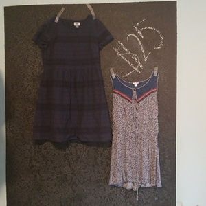 Navy blue dress and blue romper for $25
