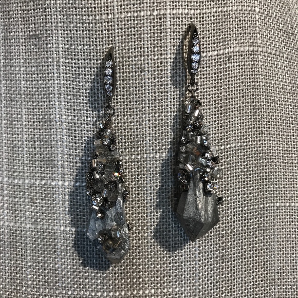 NEW! Theia Gaia earrings Graphite gypsum crystals - Picture 1 of 3