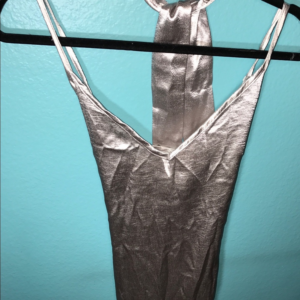Sexy Satin Silver Dress