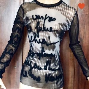 JEAN PAUL GAULTIER FACEPRINT B & W MESH SHIRT