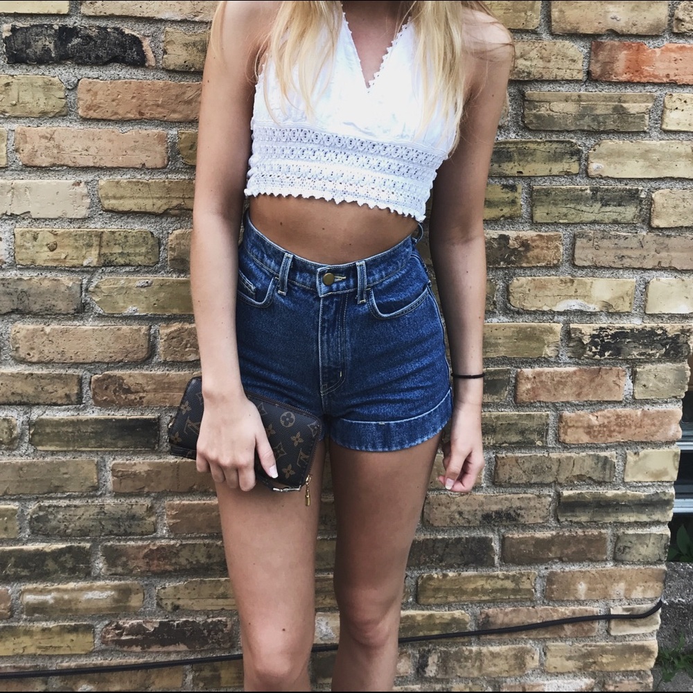 Dark Wash American Apparel High Waisted Shorts
