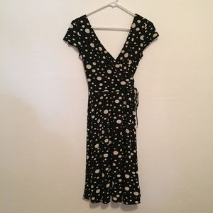 Polka Dot Faux Wrap Dress