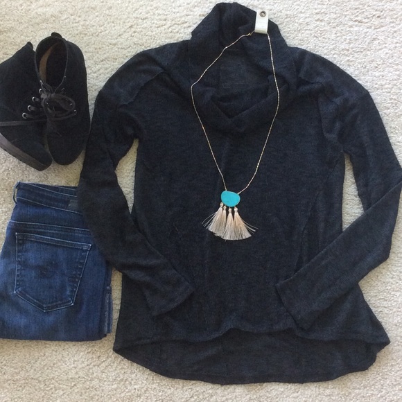 Free People Sweaters - Free People Black Cowlneck Sweater