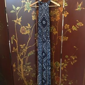 Halter neck bodycon divided maxi dress