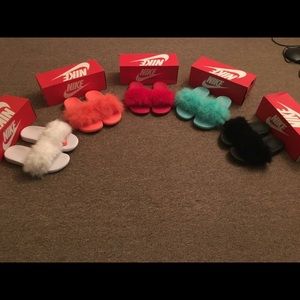 Black Nike Fur Slides