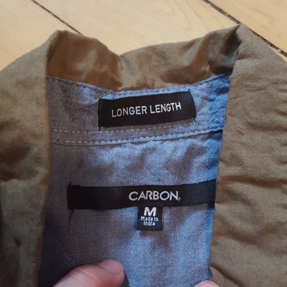 Green button down t-shirt. - Picture 2 of 3