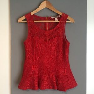 Lace Peplum zip Top
