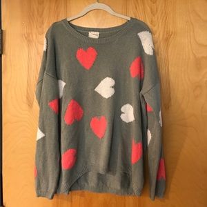 Coincidence & Chance grey sweater w/ hearts