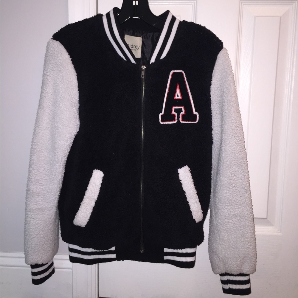 Audrey Three Plus One plush varsity zip up