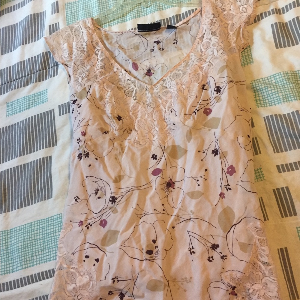 Pink floral blouse