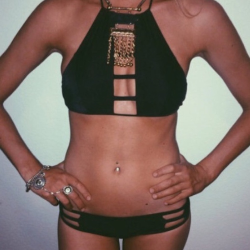 Sexy high neck halter swimsuit