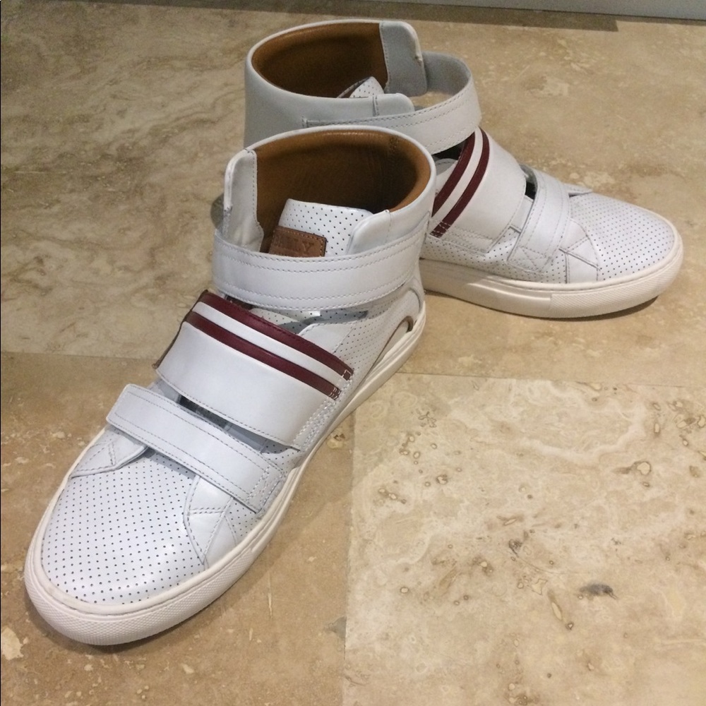 Bally White/Red Hightop Sneaker. - Picture 1 of 3