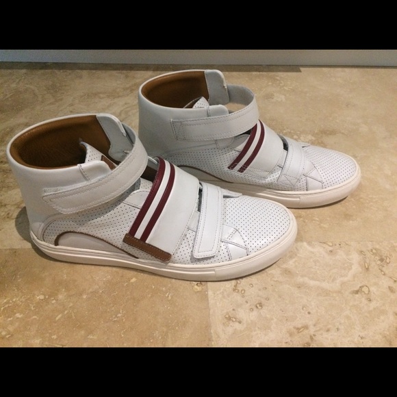 Bally White/Red Hightop Sneaker. - Picture 2 of 3