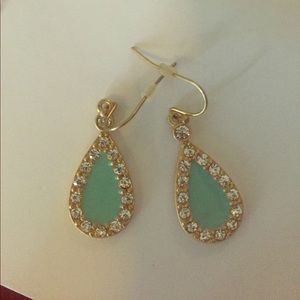 Gold and blue dangly earrings