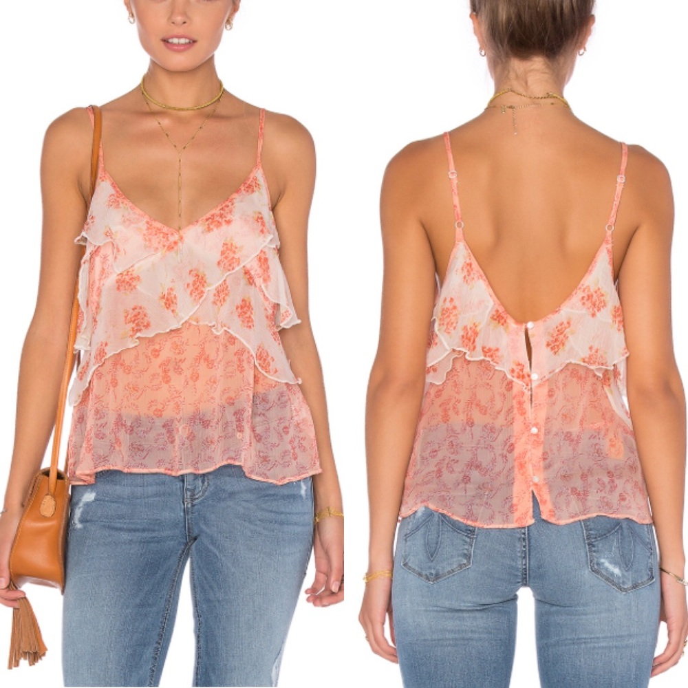 NWT Free People Ruffle Buttons Back Tank Top