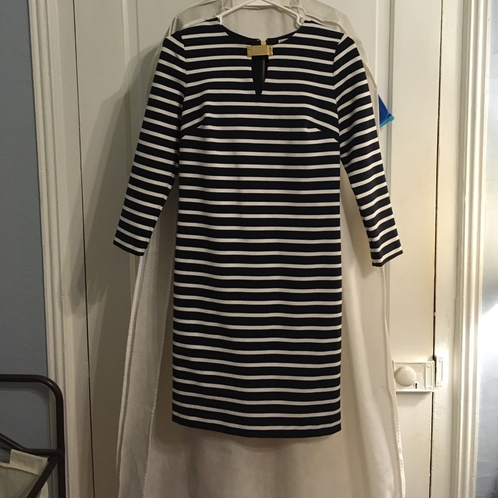 Michael kors navy and cream striped dress