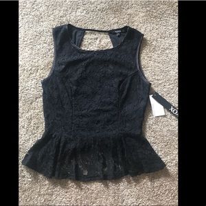 Black lace peblum shirt Xs small NWT