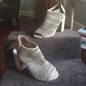 Jeffrey Campbell suede open toe bootie