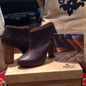 Grey leather booties