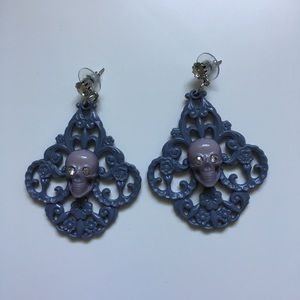 Tarina Tarantino Gray Lucite Drop Skull Earrings
