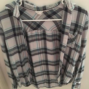 turquoise, black, and white flannel