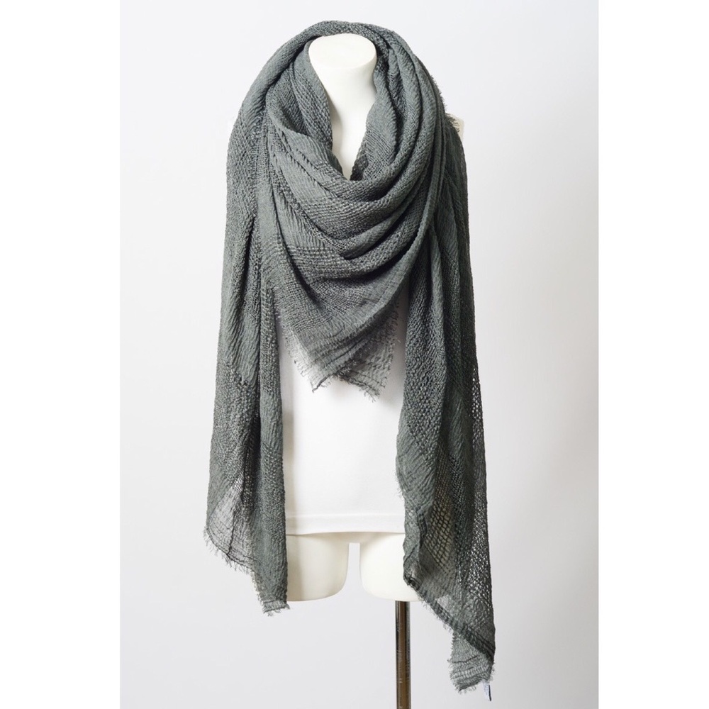 Gray Frayed Edge Scarf - Picture 3 of 3