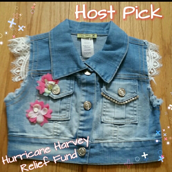 HP🌻 ❤ Little Mass NWT Embellished Denim Vest - Picture 1 of 5