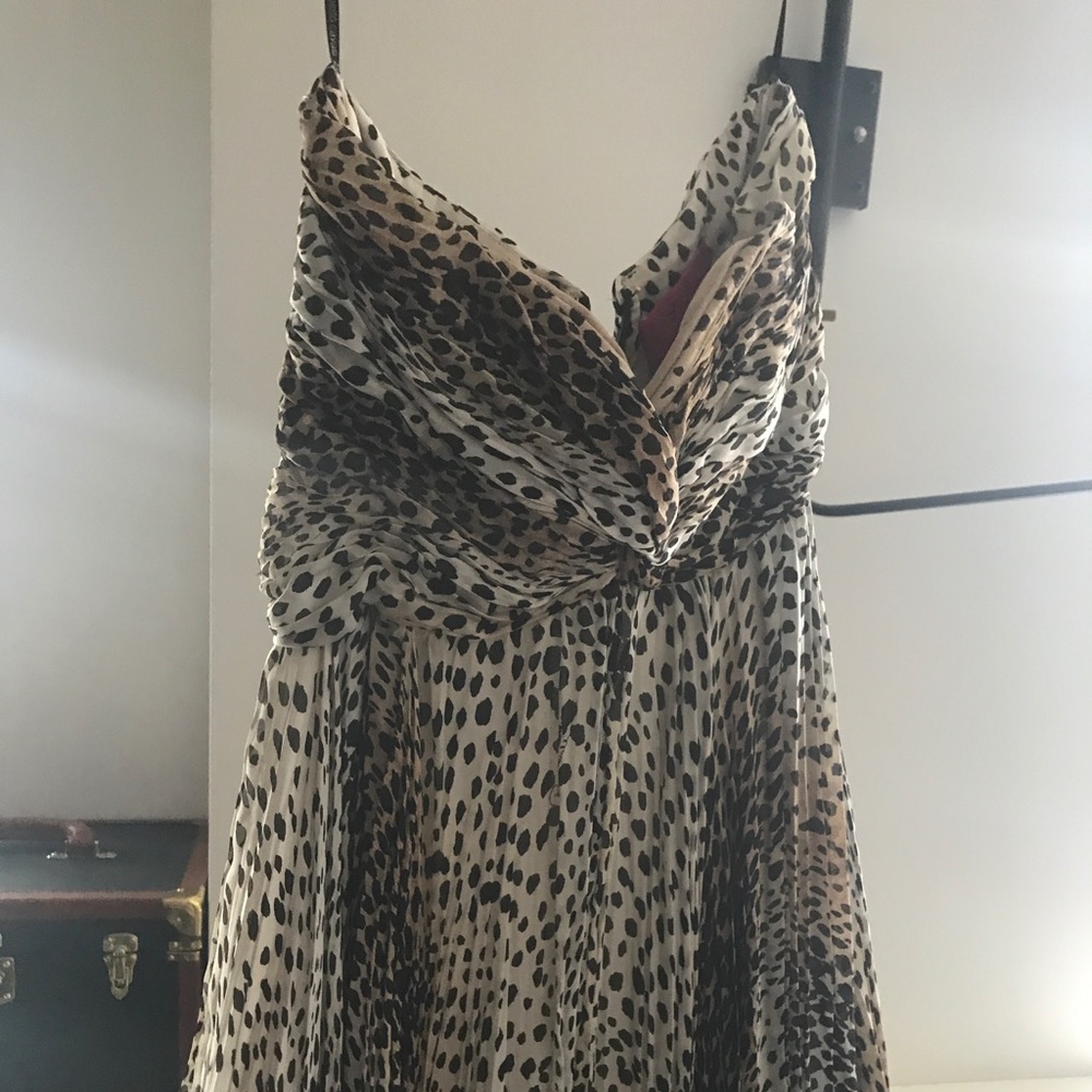 Roberto Cavalli Leopard Print Silk Strapless Dress