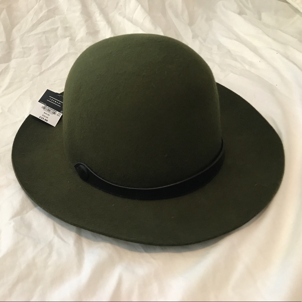 Topman Dark Green High Crown Bowler Cap