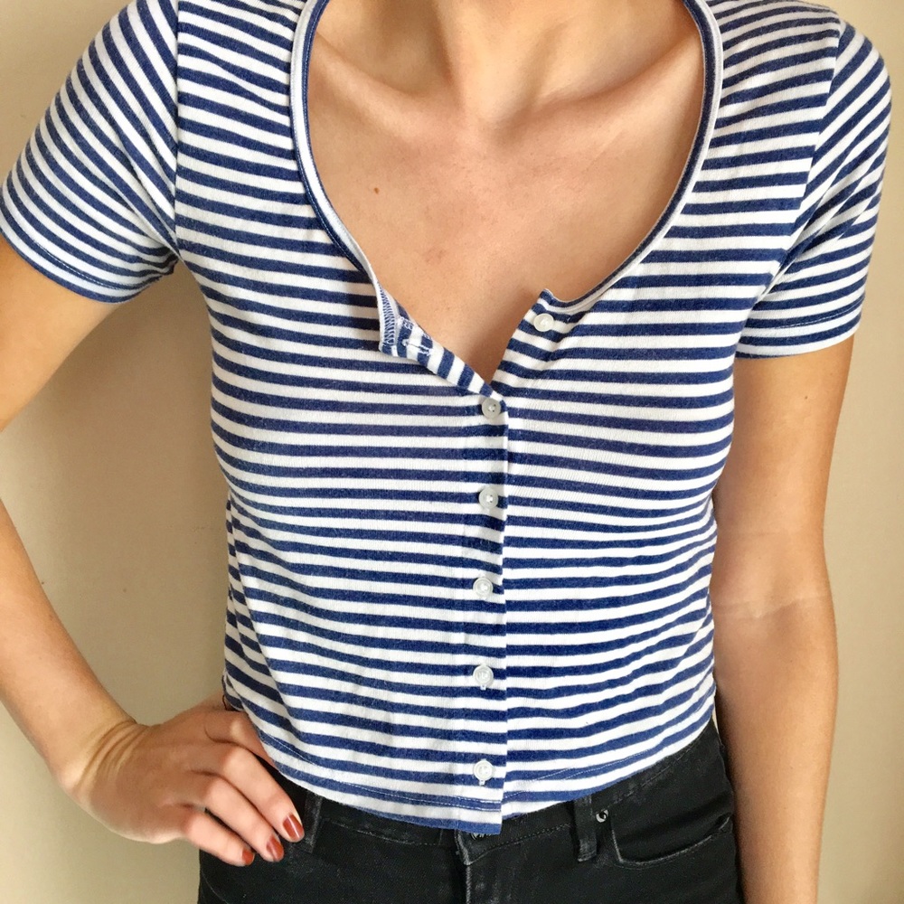 Topshop Striped Crop Top