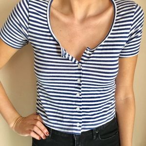 Topshop Striped Crop Top