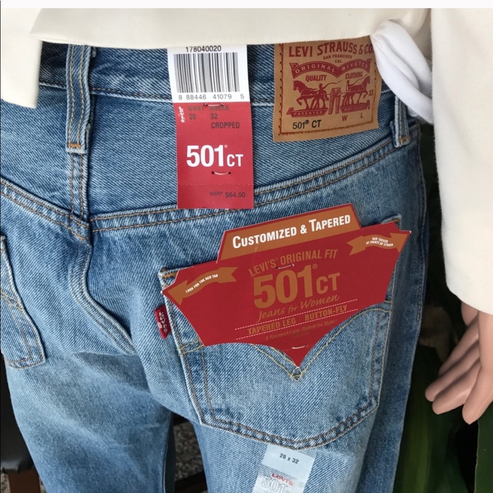 Levi's 501 CT BF Jeans Sz26 Ins32 100% Cotton - Picture 3 of 6