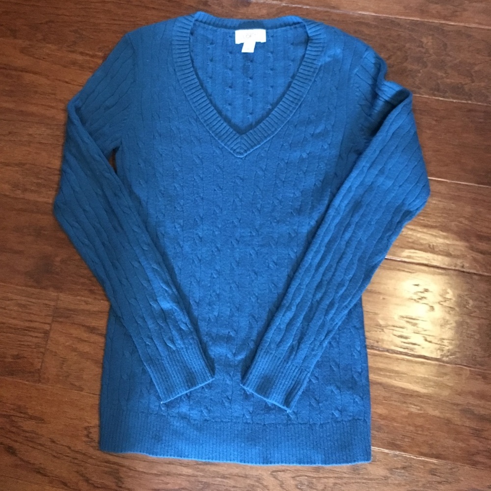 LOFT Teal Cable Knit Sweater