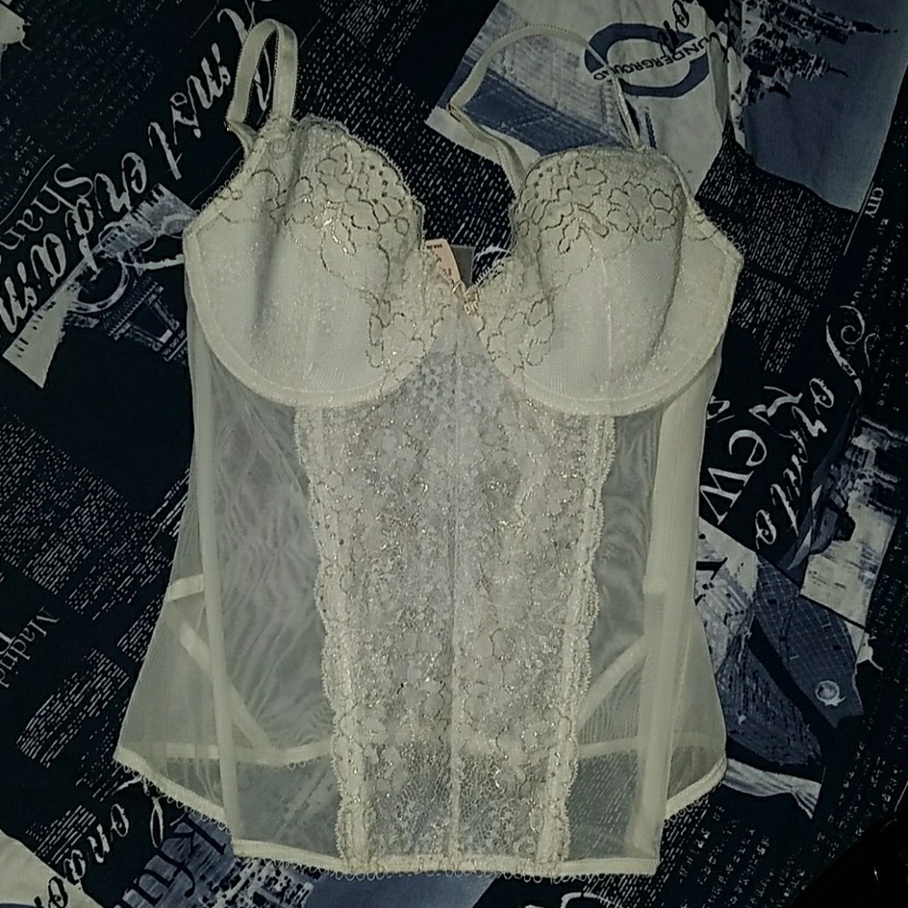 Victoria's Secret Cream Mesh Gold Bustier