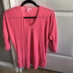 Women's pink Lilly Pulitzer quarter sleeve top.
