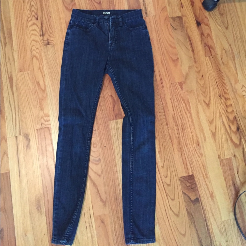 High waisted blue jeans