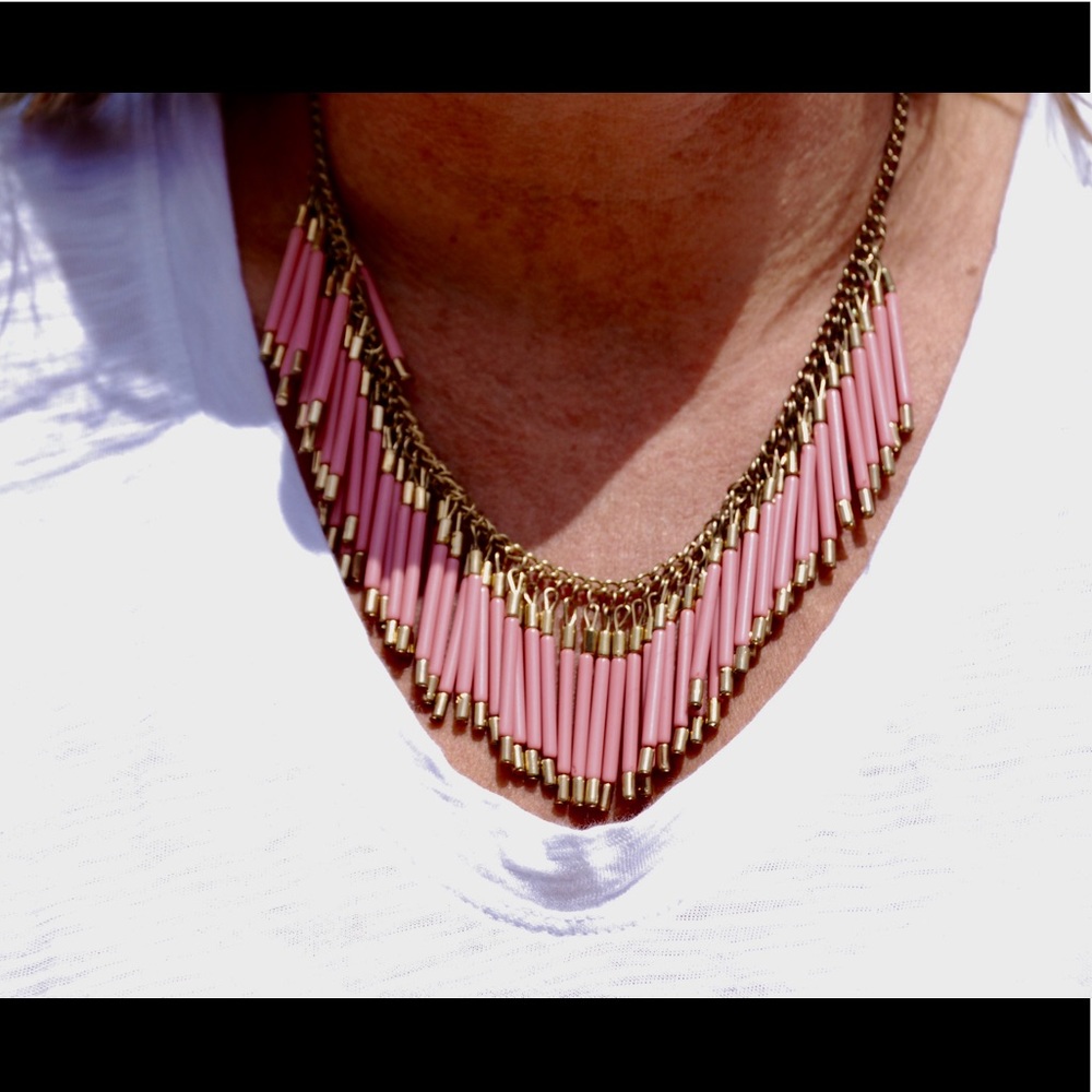 Pink Metal Beaded Necklace