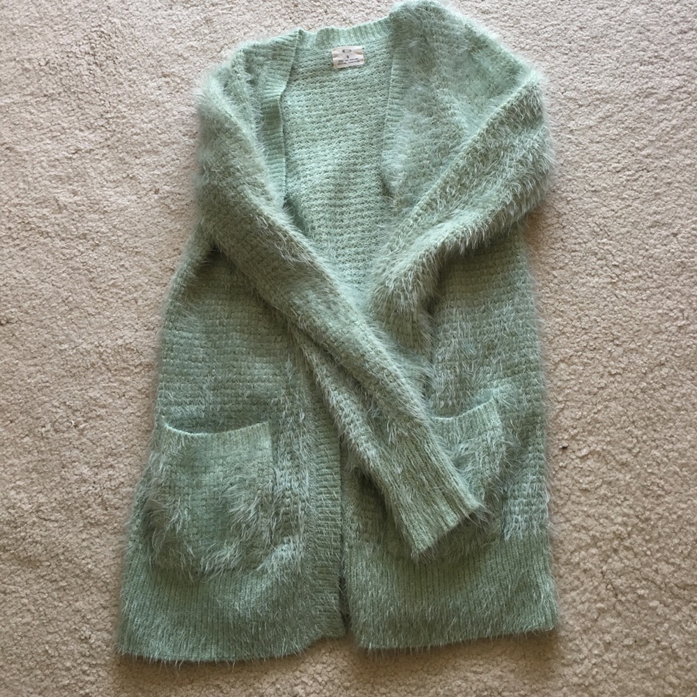 Mint fluffy cardigan