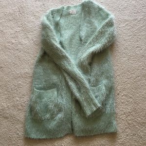 Mint fluffy cardigan