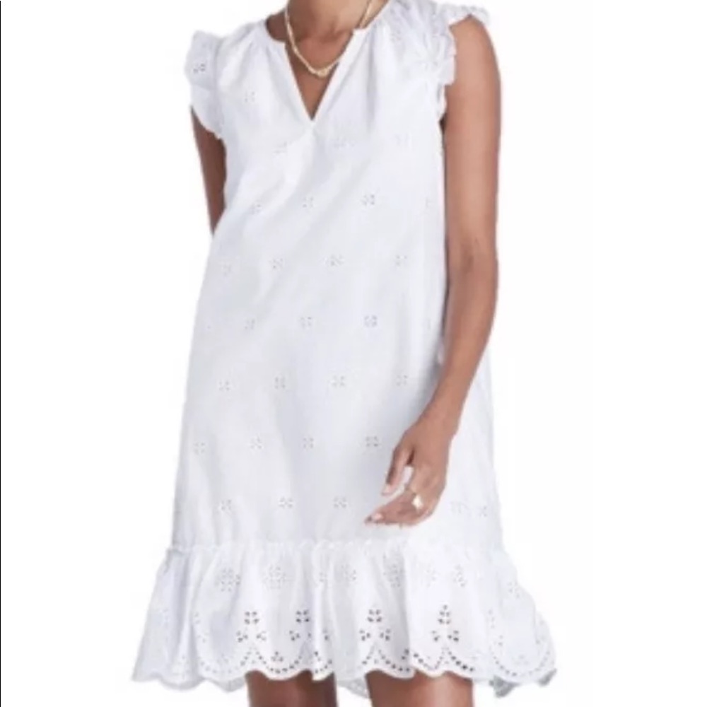 Madewell Garden Eyelet Dress White Size Large