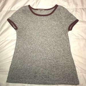 Maroon and grey T shirt