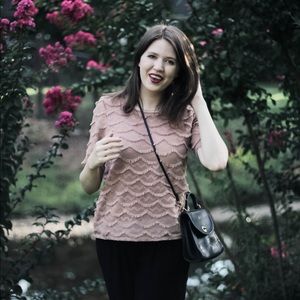 Anthropologie Sanctuary Blush Lace Top Size M