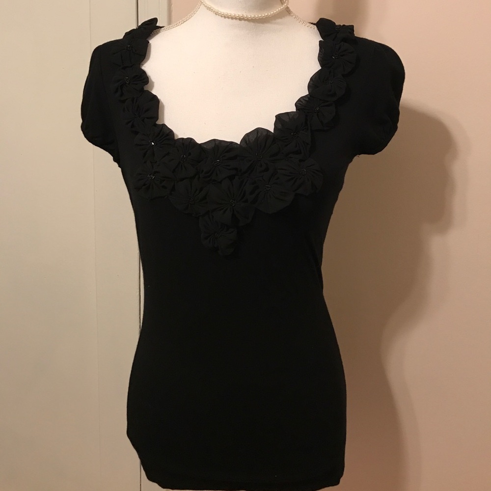 Inc short sleeve embellished Top size M