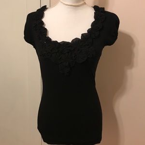 Inc short sleeve embellished Top size M