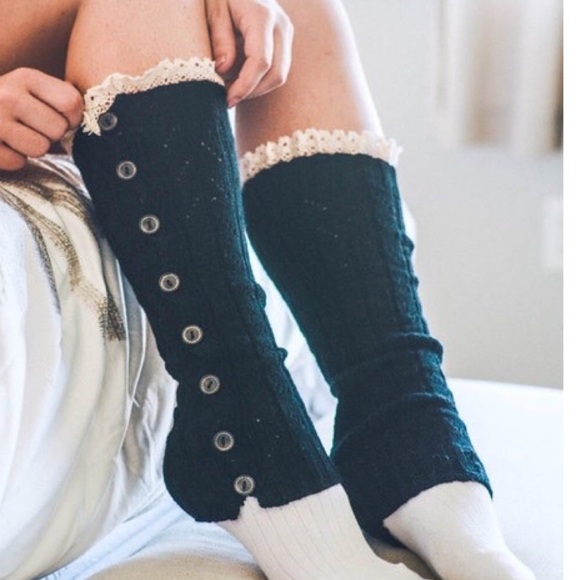 New❣️Black Leg Warmers with Lace Trim - Picture 2 of 2