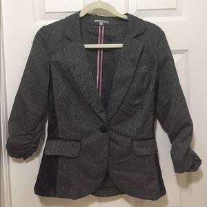 Gray and Black Blazer with Lace Details