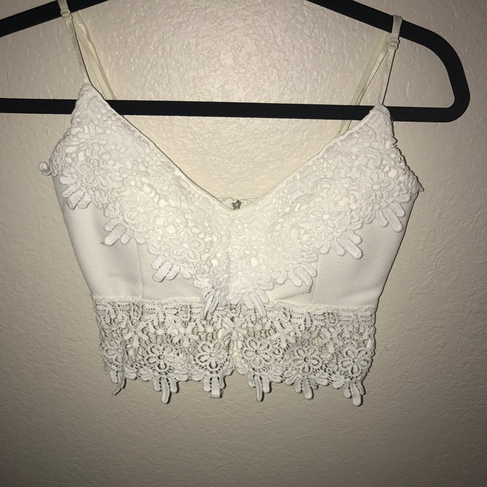 White lace Crop top