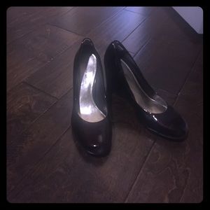Brown Wedge Patent Leather Shoes
