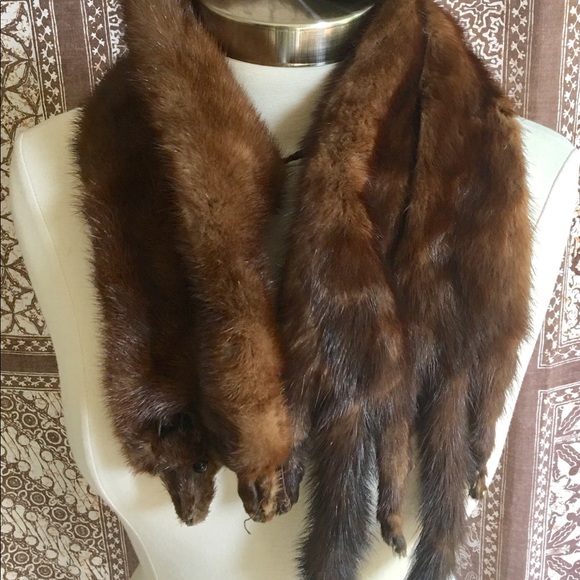 Jackets & Blazers - Mink collar stole fur coat jacket vest 4 pelts